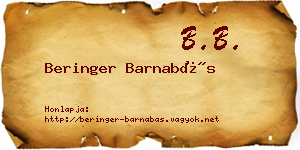 Beringer Barnabás névjegykártya